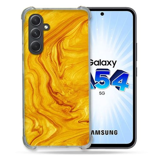 Coque Renforcée En Verre Trempé Pour Samsung Galaxy A54 5g Texture Marbre Jaune