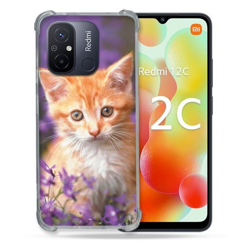 Coque Renforcée Pour Xiaomi Redmi 12c Animal Chat Violet