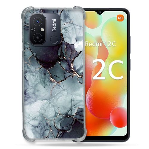 Coque Renforcée Pour Xiaomi Redmi 12c Texture Marbre Gris