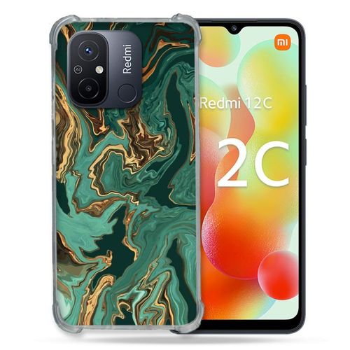 Coque Renforcée Pour Xiaomi Redmi 12c Texture Marbre Vert
