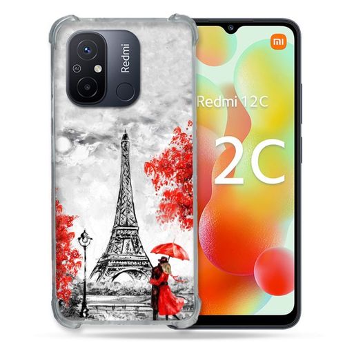 Coque Renforcée Pour Xiaomi Redmi 12c Voyage France Paris Rouge