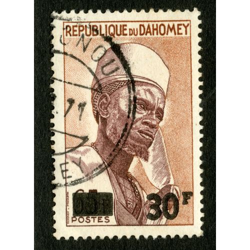Timbre Oblitéré République Du Dahomay, Postes, 65f, 30f