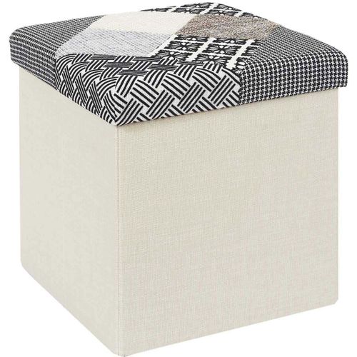Pouf Coffre Pliable Patchwork Gris