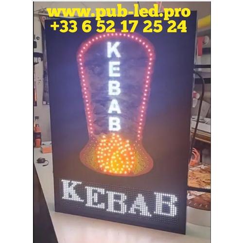 Enseigne Magasin Lumineuse Led Double Faces “Kebab” Avec Jl