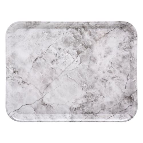 Plateau De Service Effet Marbre "Mela" 43cm Blanc