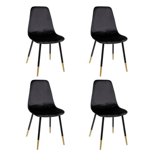 Lot De 4 Chaises Design Velours "Tyka" 86cm Noir