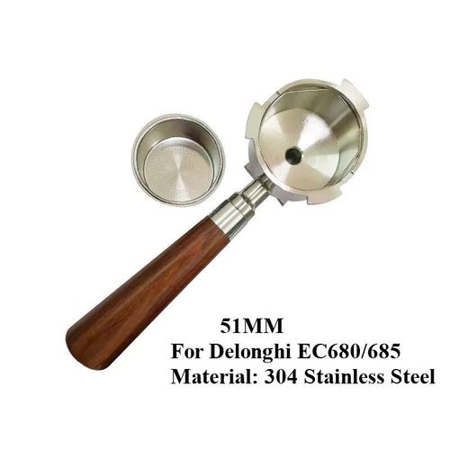 Porte-filtre à café à double bec pour Delonghi Dedica EC680/685,machine à expresso,accessoire Barista,51mm - Type Red wood-2 mouths-51mm