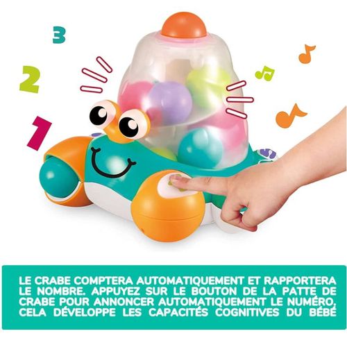 Jouet De Bébé Crabe Fou Lanceur De Balles Pour Les Bébés De 12+, Multicolore