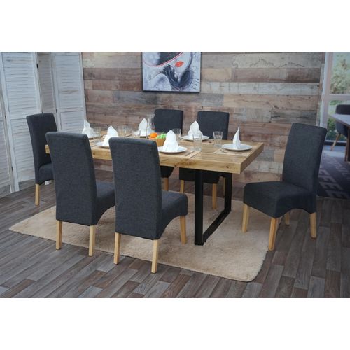 Lot De 6 Chaises De Salle À Manger Latina, Chaise De Cuisine, Tissu/Textile   Gris Foncé, Pieds Clairs
