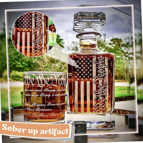 Décanteur En Verre Pour Vin, Motif Drapeau Américain, Tasse En Verre De Vin Rouge Et Blanc, Verseur De Whisky, Bouteille De Vodka, Bar, Maison
