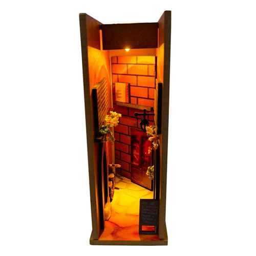 Coin De Livre En Bois Vintage, Orneement Décoratif De Rues Anciennes, Bibliothèque Rétro De L'allée, Serre-Livres, Construction De Maquettes Avec Lumières Led