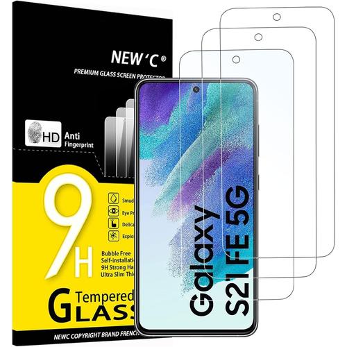 Lot De 3, Verre Trempé Pour Samsung Galaxy S21 Fe 5g, Film Protection Écran -Sans Bulles D'air -Ultra Résistant (0,33mm Hd Ultra Transparent) Dureté 9h Glass