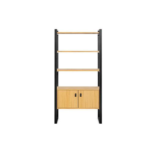 Bibliothèque Bois Clair Chêne Et Métal Noir H195 Cm Opal