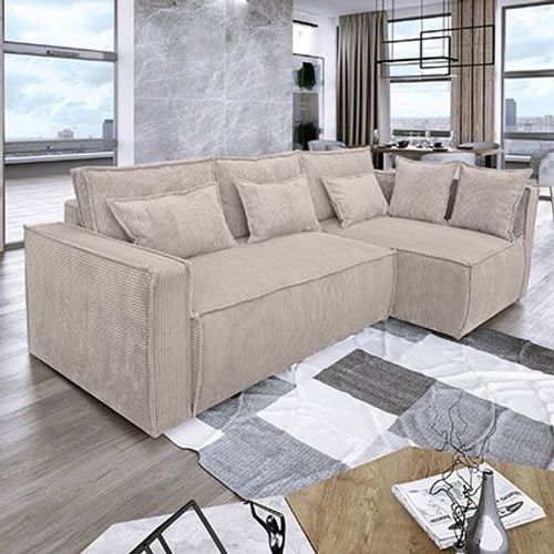 Canapé D'angle À Droite Convertible 232 Cm En Velours Côtelé Beige