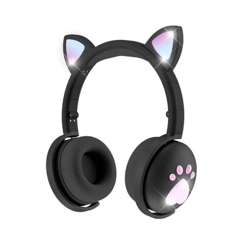 Écouteurs sans fil Bluetooth avec oreilles de chat mignonnes, casque d'écoute LED tricolore avec micro, meilleur cadeau pour fille, nouvelle collection