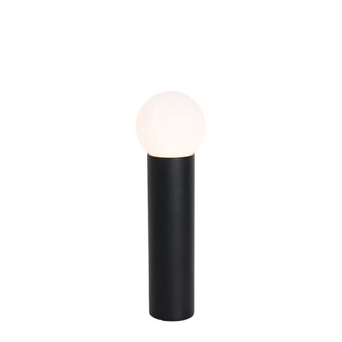 Lampadaire Extérieure Pied Noir Verre Opale 50 Cm Ip44
