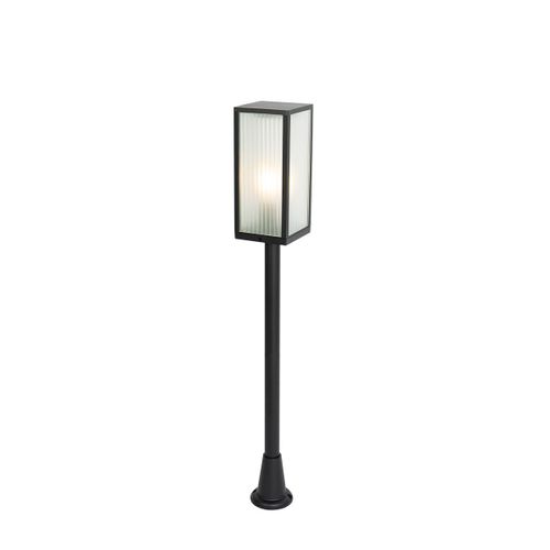 Lampadaire Extérieure Pied Noir Verre Nervuré 100 Cm Ip44