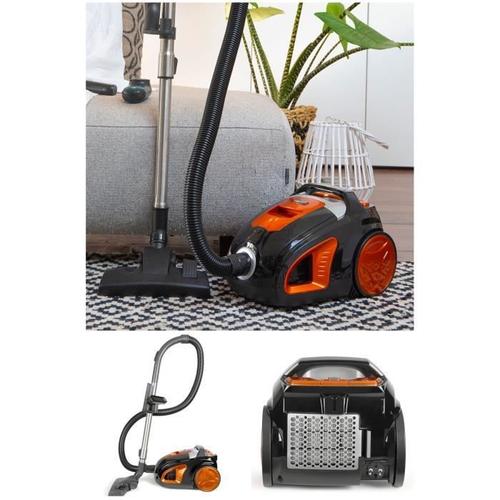 Aspirateur Sans sac Orange 500W Design Capacité 3.5l Combi Brosse Rayon 8.5m Filtre à air HEPA ORANGE/NOIR