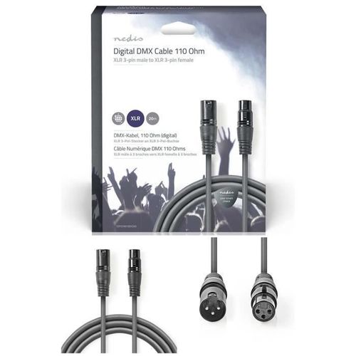 CABLE XLR MALE / XLR FEMELLE 10m pour AMPLIS - ENCEINTE SONO DJ 3b-mâle 3b 20m