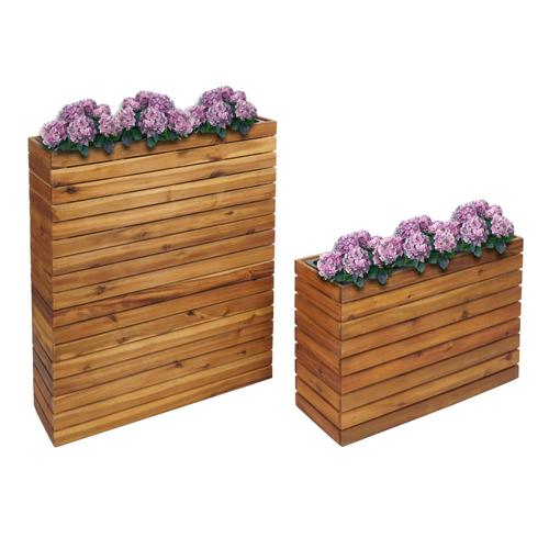 Lot De 2 Bacs À Plantes Hwc-L21, Bac À Plantes Pot De Fleurs Surélevé, Anguleux Outdoor Acacia Bois Certifié Mvg, Brun