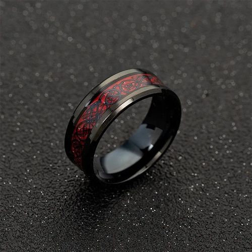 Bagues Incrustées De Dragon En Acier Inoxydable Pour Hommes,Bijoux Confortables Pour Mariage,20 Couleurs,Rouge,Bleu,Noir,Largeur 8mm