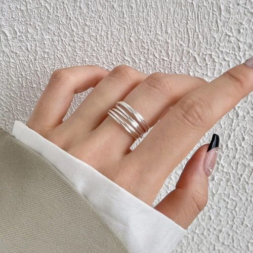 Ensemble De Matiques Dorées Pour Femmes Et Filles,Bague Torsadée De Luxe,Minimaliste Réglable,Cadeaux En Forme De C?ur,Bijoux À La Mode,2023