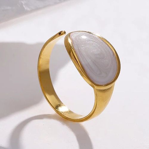 Bague En Acier Inoxydable Vintage Pour Femme,Goutte D'huile,Ouverture,Simple,Document En Or,Géométrique,Réglable,Bijoux Blancs,Pop2023
