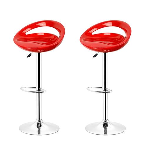 Lot De 2 Tabourets De Bar - Rouge - Style Contemporain - Hauteur Réglable 55-75 Cm