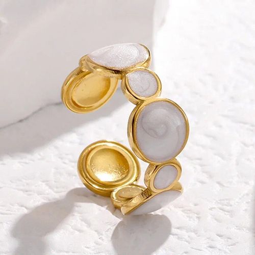 Bague En Acier Inoxydable Vintage Pour Femme,Goutte D'huile,Ouverture,Simple,Document En Or,Géométrique,Réglable,Bijoux Blancs,Pop2023