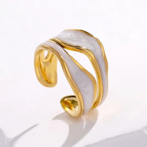 Bague En Acier Inoxydable Vintage Pour Femme,Goutte D'huile,Ouverture,Simple,Document En Or,Géométrique,Réglable,Bijoux Blancs,Pop2023