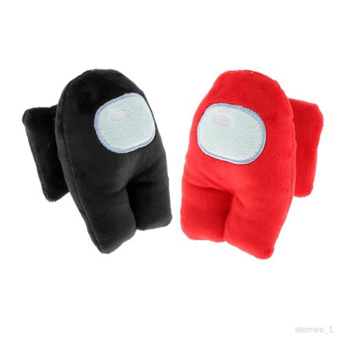 Aternee 2x Mignon Jouet En Peluche Jouet En Peluche Cadeau Pour Les Fans De Jeu Noir + Rouge