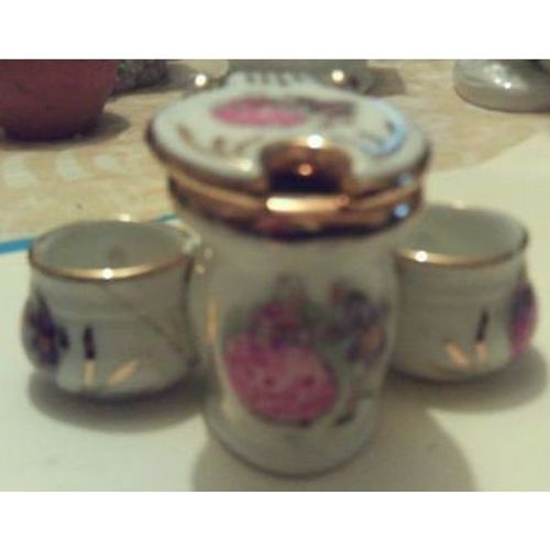 Service A Condiments - Décor " Marquis " - En " Véritable Porcelaine "