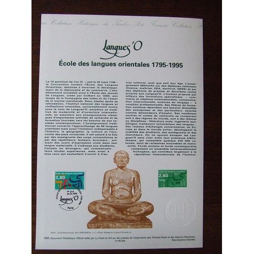Notice Timbres 1er Jour - Document Philatélique - Année 1995 - Langues Orientales