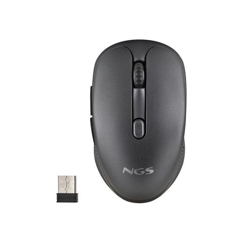 NGS Evo - Souris - rechargeable - pour droitiers - optique - 6 boutons - sans fil - 2.4 GHz - récepteur sans fil USB - noir rouille - boîte de suspension