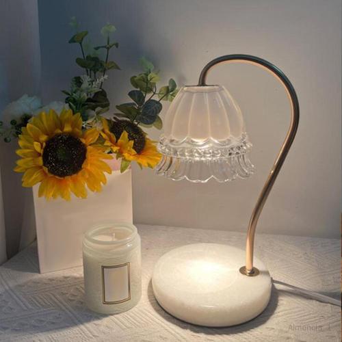 LOVIVER Lampe Chauffe-bougie Pour Bocal Bougie Réglable Sans Flamme Chauffe-fonte  De Cire Marron Clair Brun clair