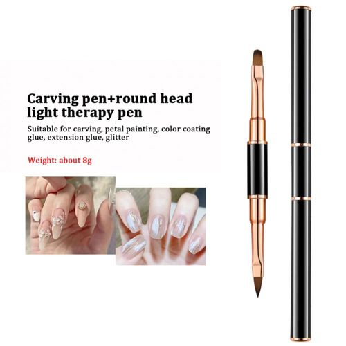 Ensemble De Brosses À Double Tête Pour Améliorer Les Ongles, Ensemble De Brosses Multiples, Pour L'art Des Ongles, Avec Housse De Stylo, Pour La Luminothérapie, La Teinture Halo, 2 Pièces 