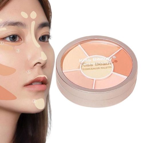 Palette De Poudre De Contouring Anti-Huile Longue Durée Pour Femmes Et Filles, Palette De Correcteur, 6 Documents Naturels, 256 