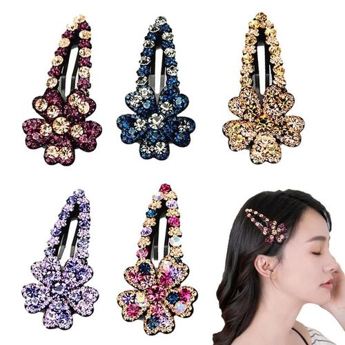 Pinces À Cheveux En Strass, 5 Pièces, En Cristal Scintillant, Pour Cheveux Cassés, Frange, Faites À La Main 