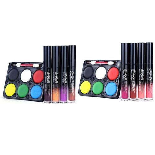 Kit De Peinture Faciale Halloween Pour Enfants, Palette De 6 Couleurs Et 4 Couleurs De Gloss À Lèvres, Accessoires De Maquillage Professionnel Sfx 