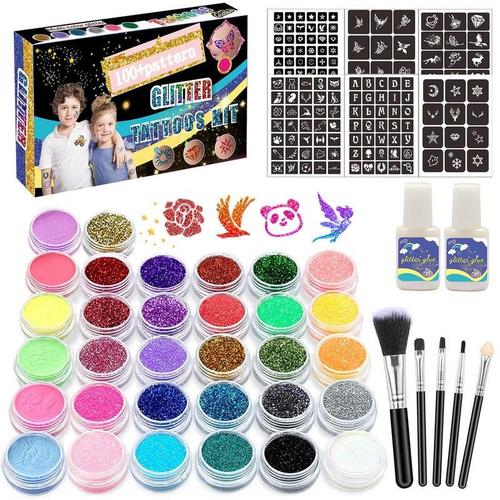 Autocollants De Tatouage Temporaire Pour Le Visage, Kit De Paillettes Imperméables Pour Filles Et Garçons, Cadeaux Pour Fête D'anniversaire, Festival 