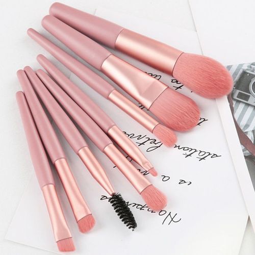 Ensemble De Pinceaux De Maquillage Professionnels À Poils Souples, Brosses Et Outils Anti-Cernes, Blush, Fard À Paupières, Mélange, Bleu, Rose, 8 Pièces/Ensemble 