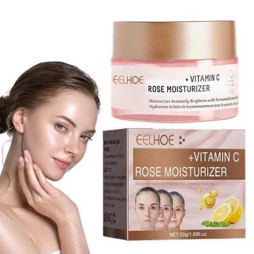 Crème Pour Le Visage, Crème Hydratante Pour Le Visage, Tout Au Long De La Journée, Avec De La Rose À La Vitamine C, Tous Les Types De Peau, Gel Facial Quotidien Pour Femmes 