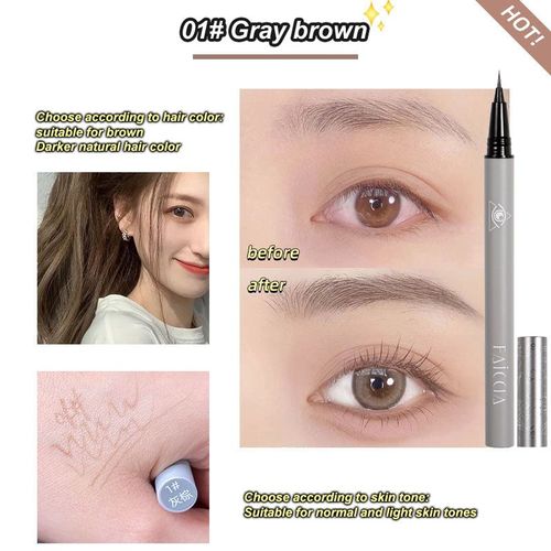 Crayon À Sourcils Liquide 4 Couleurs, Très Fin Couché, Ver À Soie, Eyeliner Durable, Nature, Étanche, Marron, Gris, À Base D'eau 