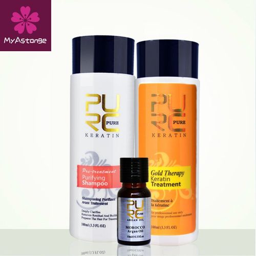 Traitement À La Kératine De Thérapie D'or 2017 Nouvelle Formule Avancée Meilleurs Produits De Soins Et De Coiffure Pour Réparer Les Cheveux Abîmés, Huile D'argan Cadeau 