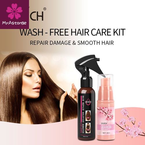 Kit De Traitement Capillaire Sans Lavage, 100ml, Spray De Soin Capillaire, Réparation Des Cheveux, Kératine, Acide Aminé, Masque Lisse, 30ml 