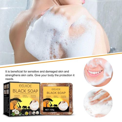 Savon Africain De Nettoyage En Profondeur, Traitement De L'acné, Hydratant, Exfoliant, Organique, Anti-Taches, Bain De Visage, Noir 
