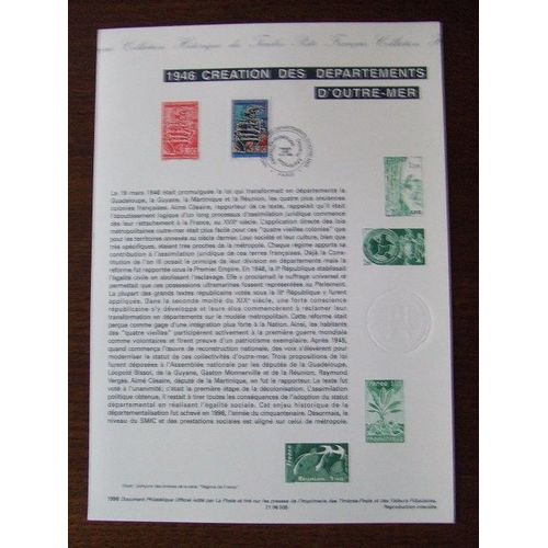 Notice Timbres 1er Jour - Document Philatélique - Année 1996 - Outre-Mer