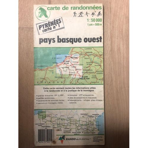 Carte De Randonnées Pyrénées Carte Nº1 Pays Basque Ouest Rando Esitions