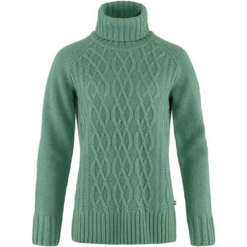 Women's Övik Cable Knit Roller Neck Pull En Laine Taille L, Vert/Turquoise