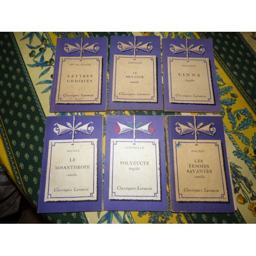 Classiques Larousse , 6 Livres Anciens, Moliere, Racine Et Mme De Sévigné